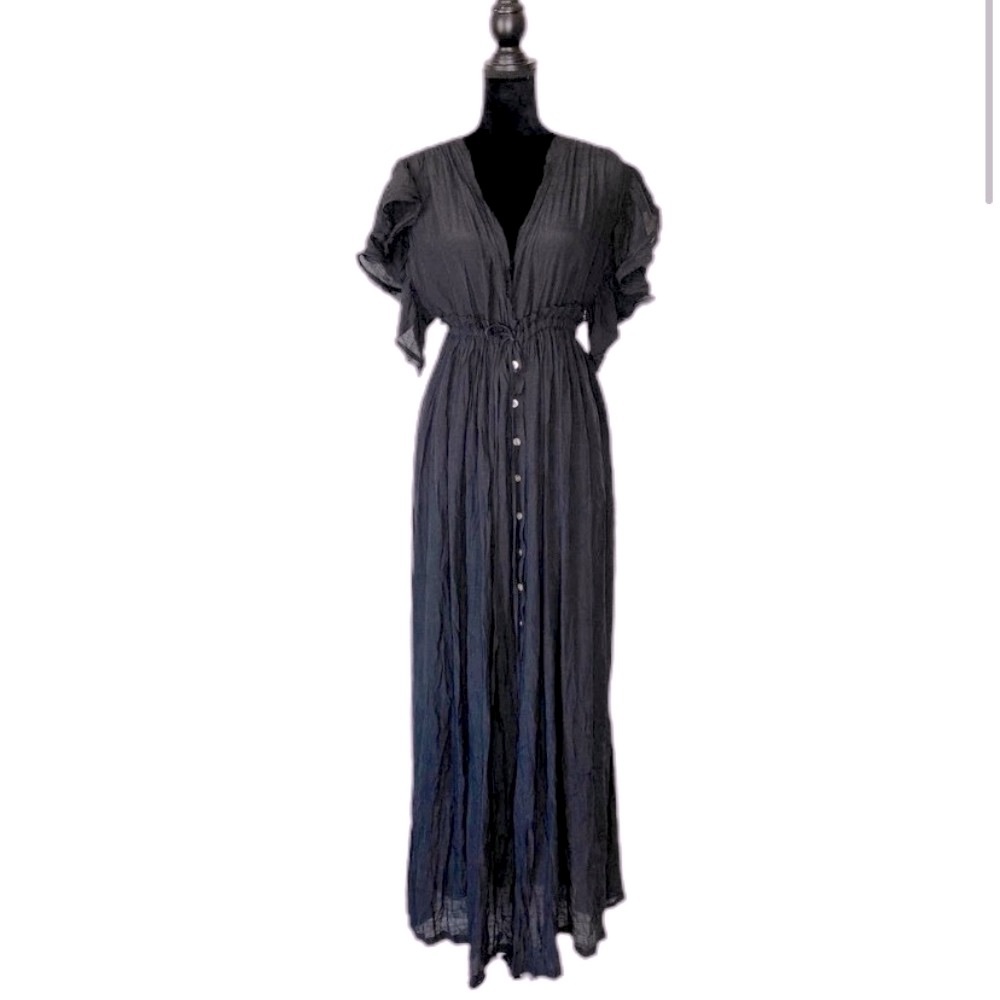 Talulah Black Crepe Ruffle Sleeve Maxi Dress Size M
